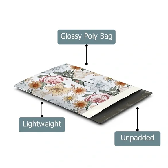 Vintage Floral Poly Mailer’s 10x13 Pack of 25 - Picture 6 of 15